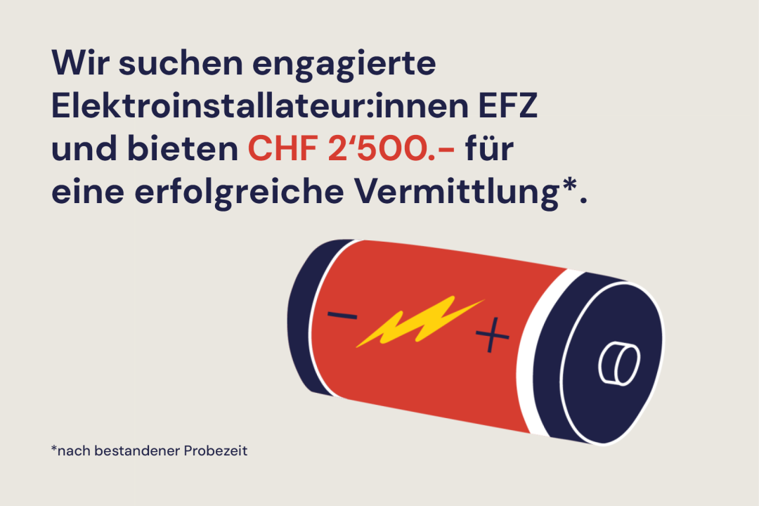 Jobangebote: CHF 2500.- als Vermittlungsprovision für die besten der Branche